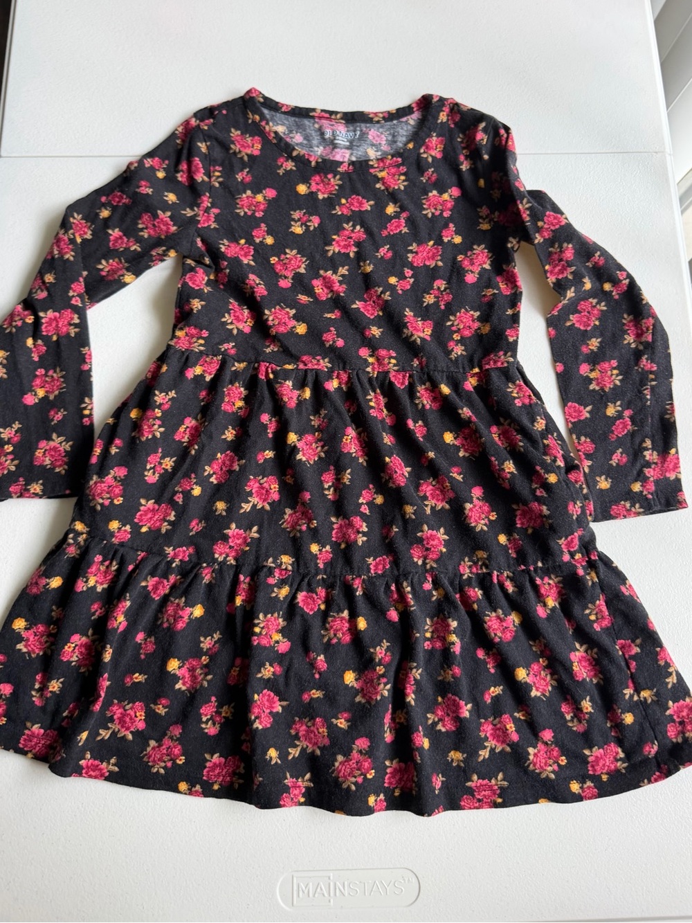 Old Navy black floral dress with pink and yellow flowers, size S T0131